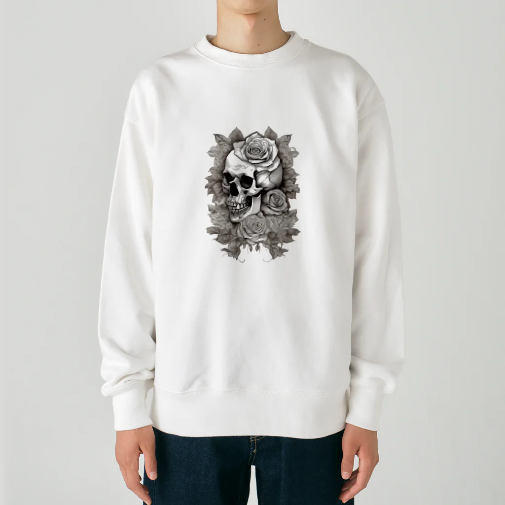 japanese-creatorの骸骨　薔薇　デザインTシャツ　アート　グラフィック Heavyweight Crew Neck Sweatshirt