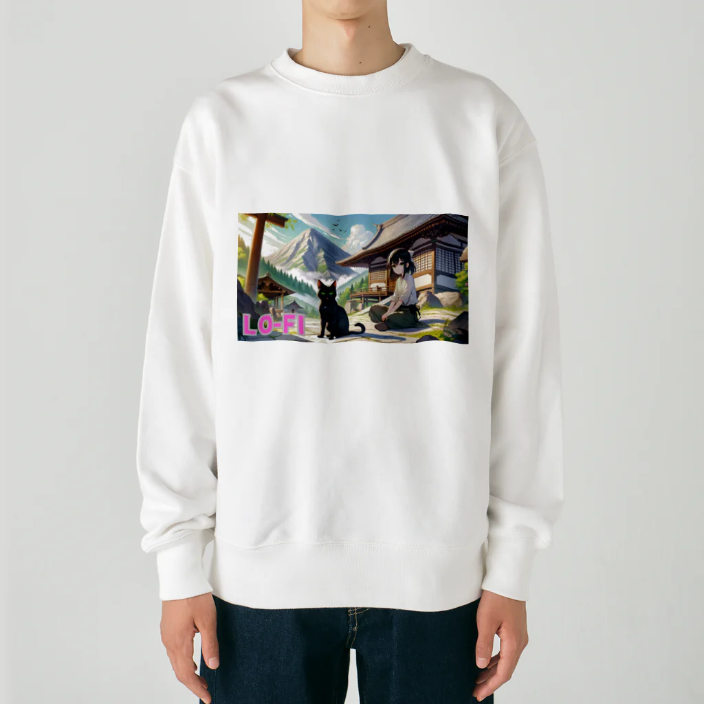 Mia-Alto_Adventure_Storeの時空の旅猫アルトとミアの山間の寺院 Heavyweight Crew Neck Sweatshirt