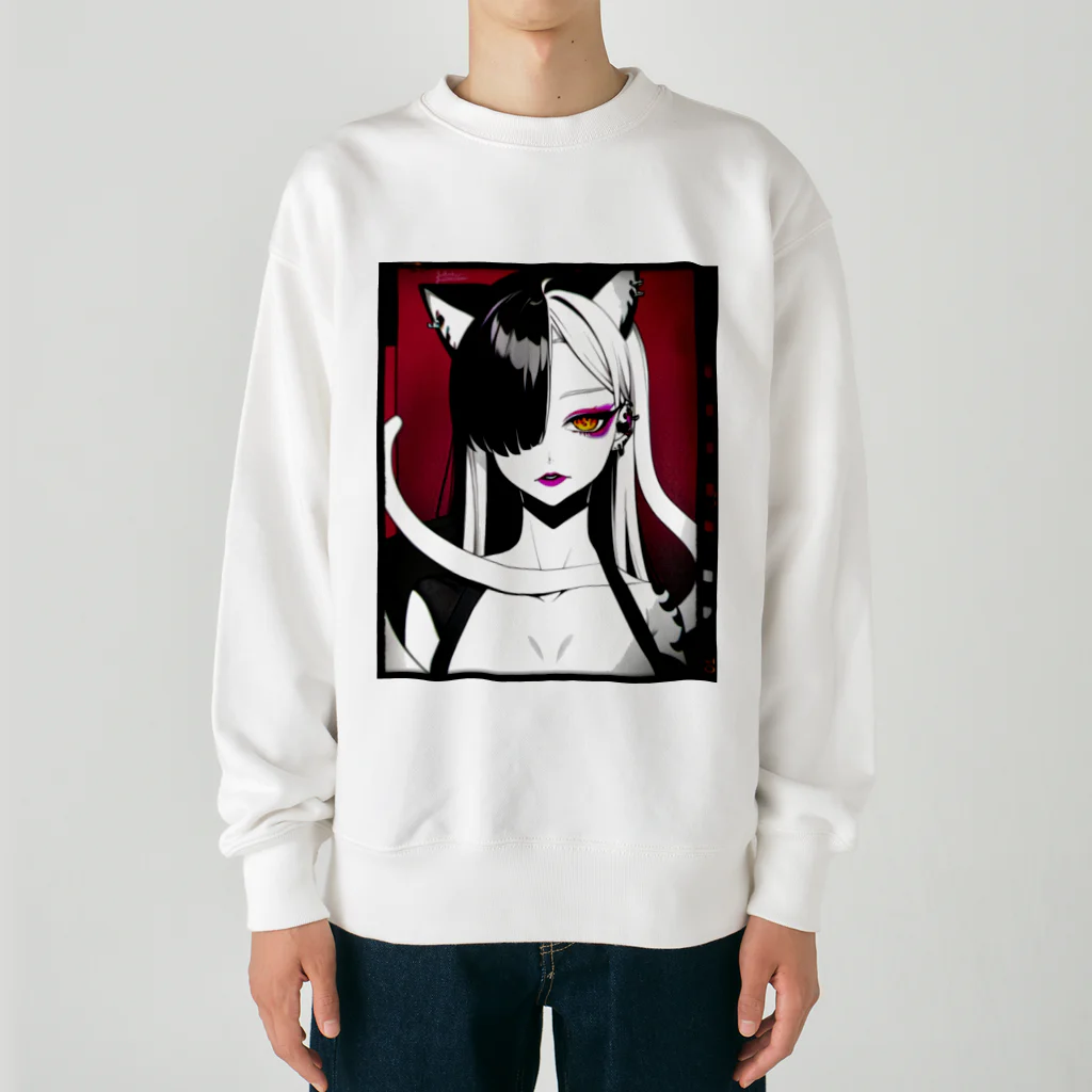 momonekokoの白蛇と獣耳の女性 Heavyweight Crew Neck Sweatshirt