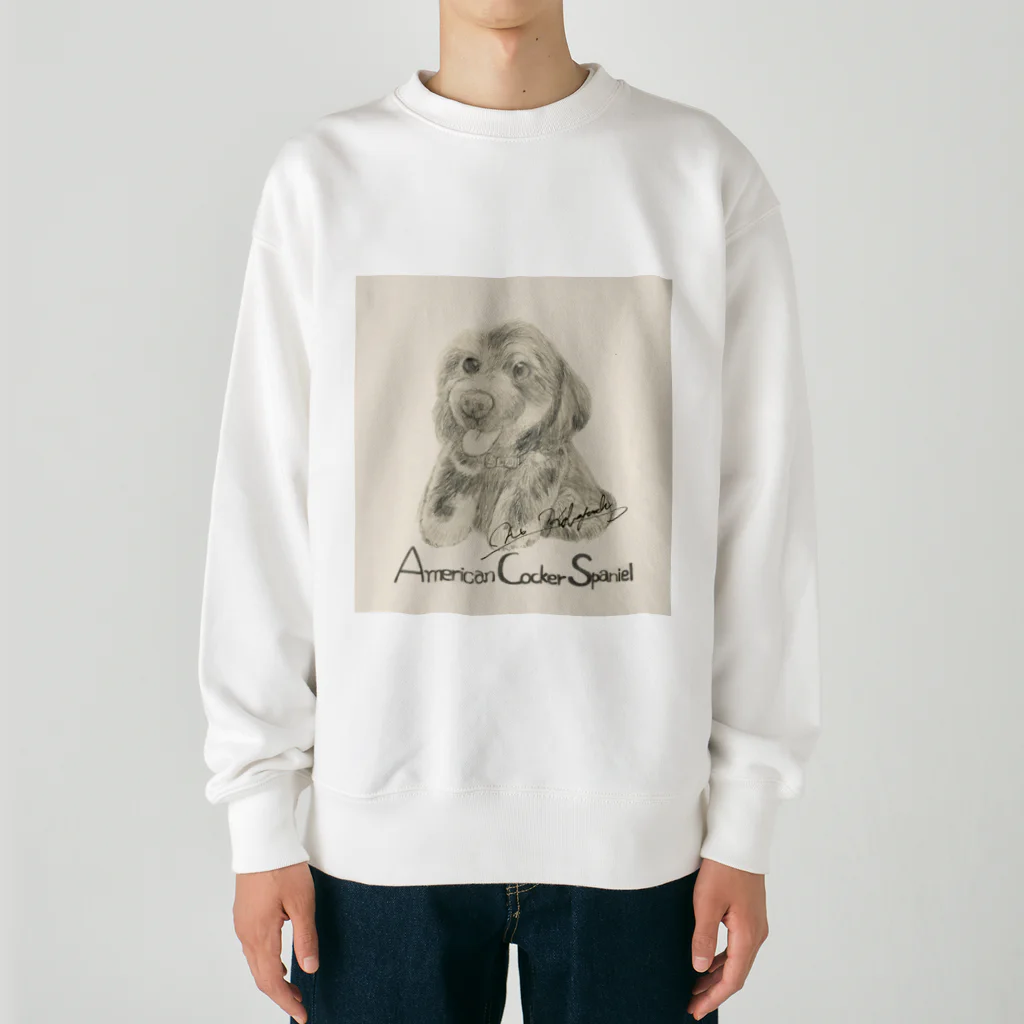 猫と犬のうちの子アート|Kobayashi AiのAmerican Cacher Spaniel | アメリカンコッカースパニエル もふもふ犬シリーズシリーズ　ROYくん Heavyweight Crew Neck Sweatshirt