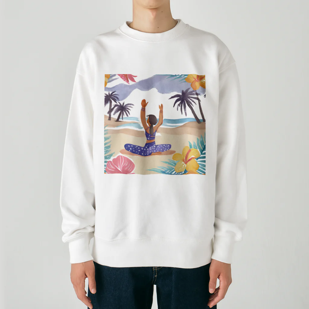 Kana Yamanakaのハワイで砂浜ヨガ Heavyweight Crew Neck Sweatshirt