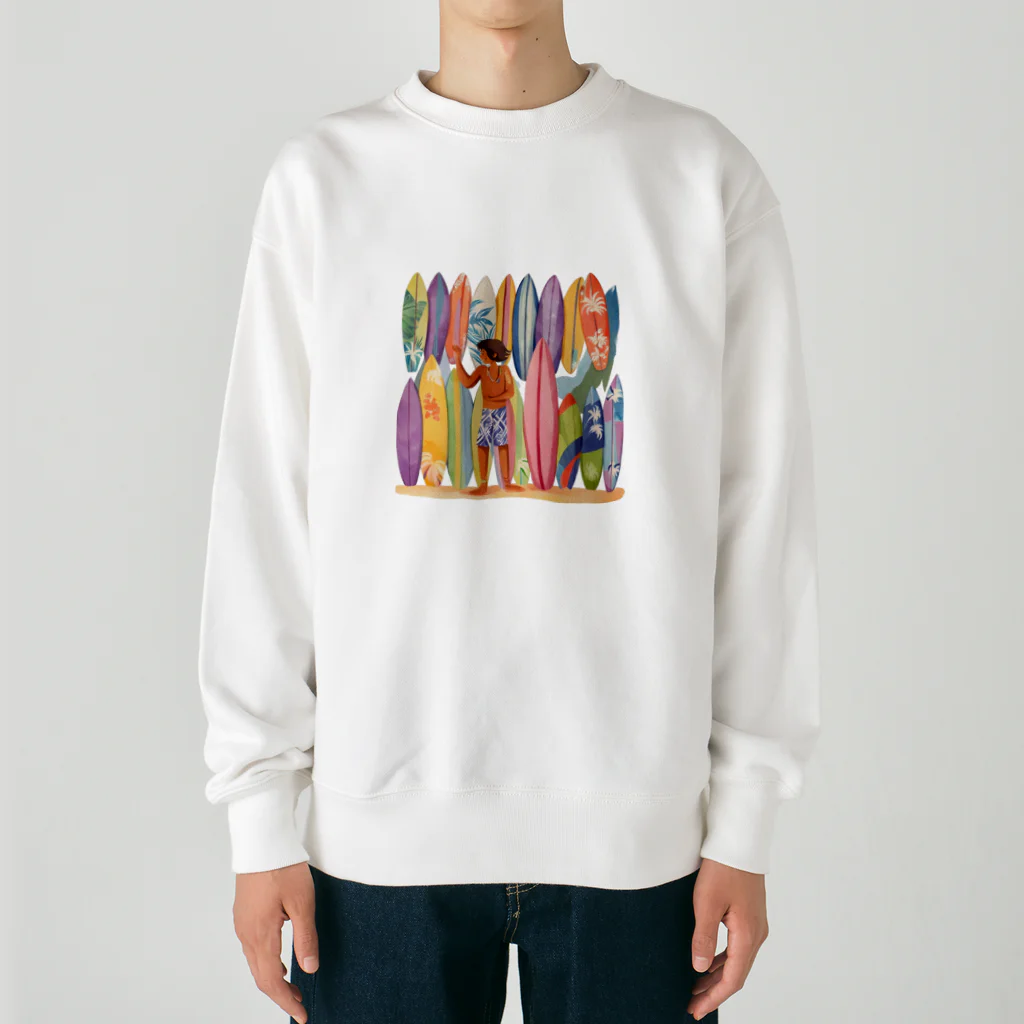 ハワイライフのサーフボードとロコ（男の子バージョン） Heavyweight Crew Neck Sweatshirt