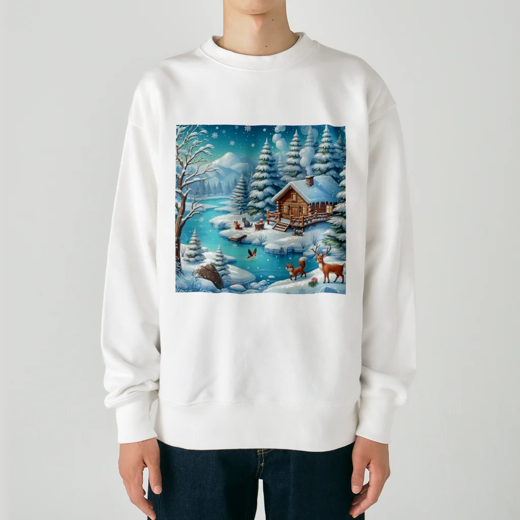 Rパンダ屋の「冬風景グッズ」 Heavyweight Crew Neck Sweatshirt