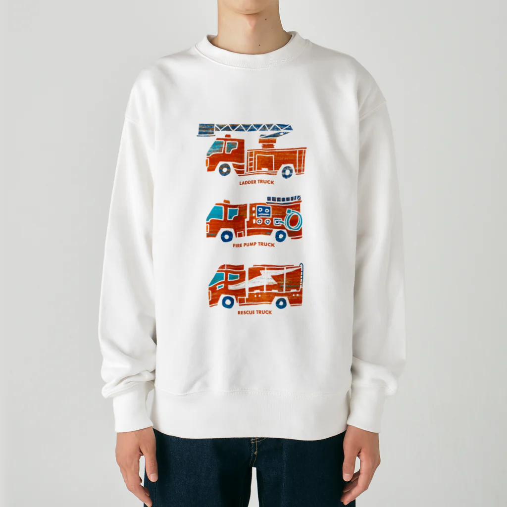watasackの消防車（はしご車、ポンプ車、レスキュー車） Heavyweight Crew Neck Sweatshirt