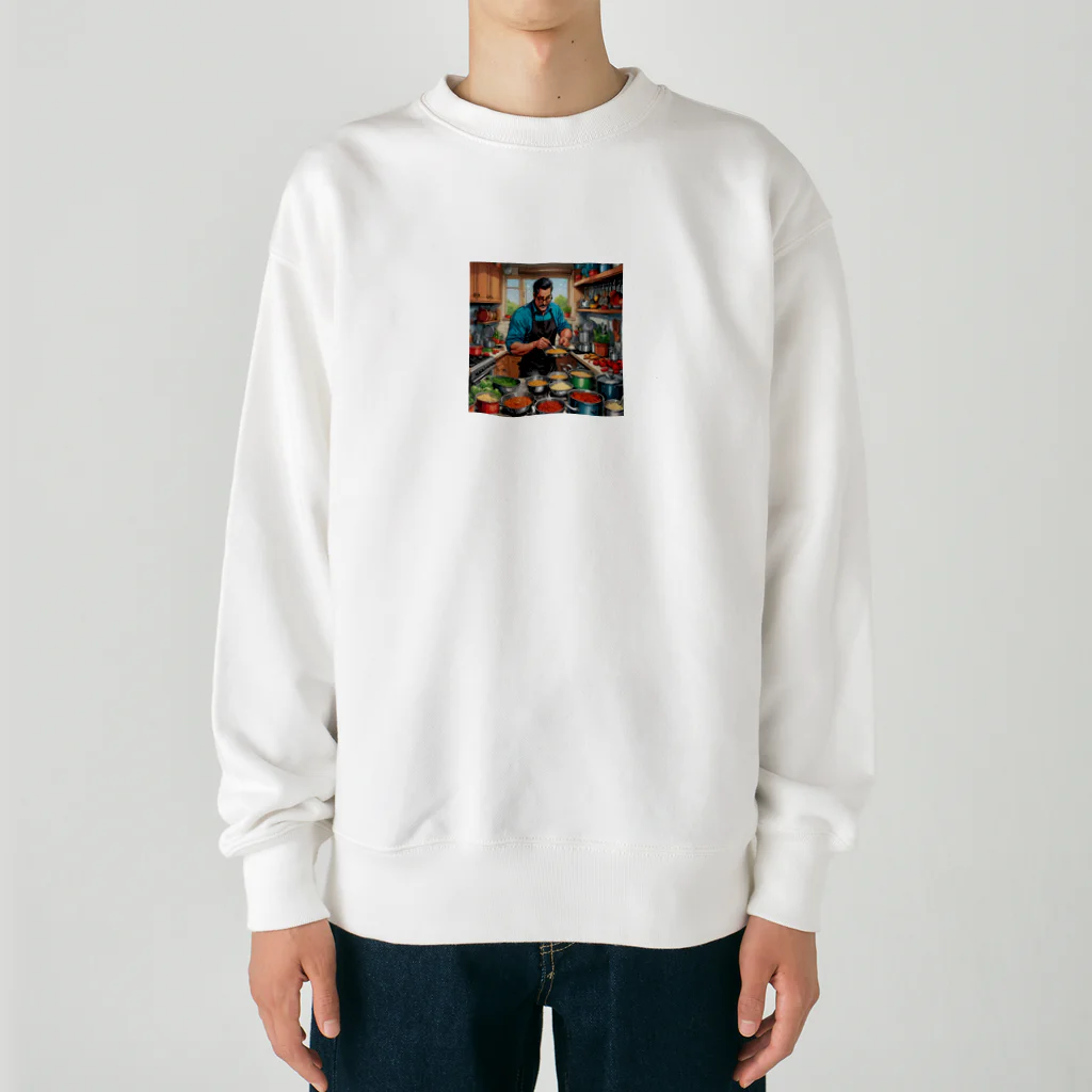 AIおじさんの料理をするおじさん Heavyweight Crew Neck Sweatshirt