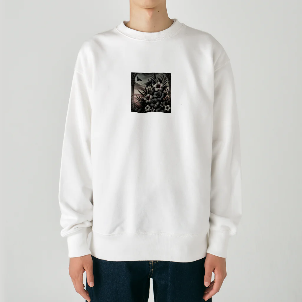 海の幸のゴシック風なトロピカルフラワー Heavyweight Crew Neck Sweatshirt