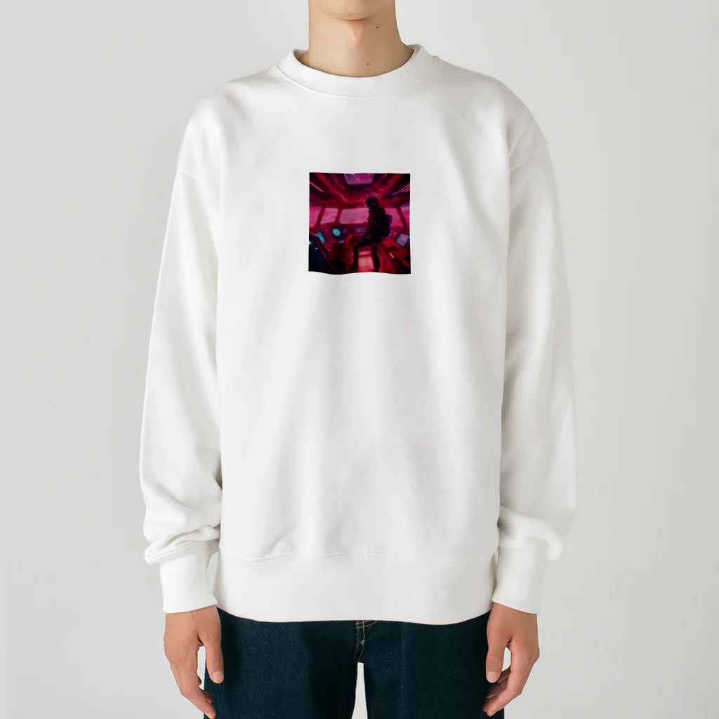 赤ペンギン@AIのネオンコクピット・ヴォヤージュ Heavyweight Crew Neck Sweatshirt