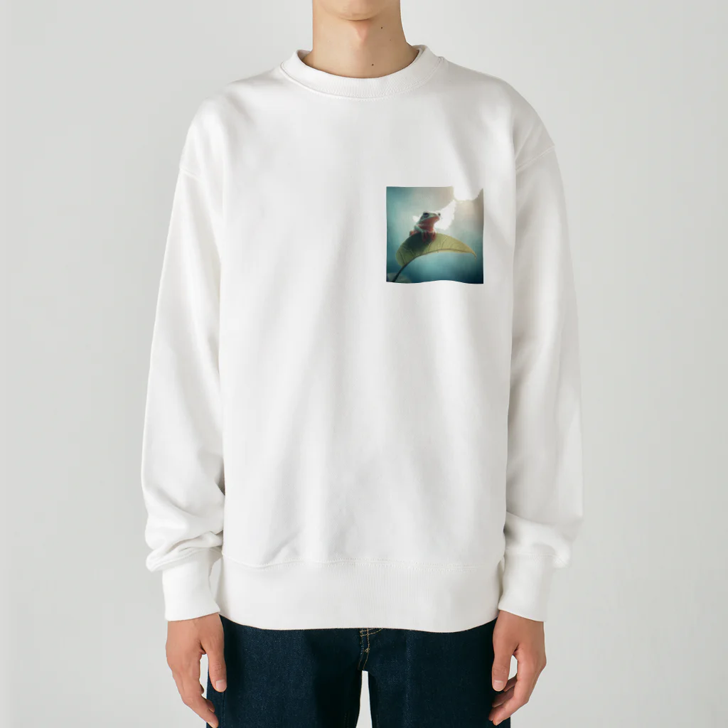 レプタイルズ好き＼(^o^)／の葉っぱの上のカエル Heavyweight Crew Neck Sweatshirt