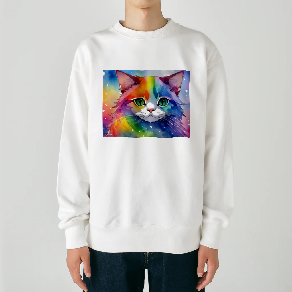 山田綾の虹色ネコちゃん Heavyweight Crew Neck Sweatshirt