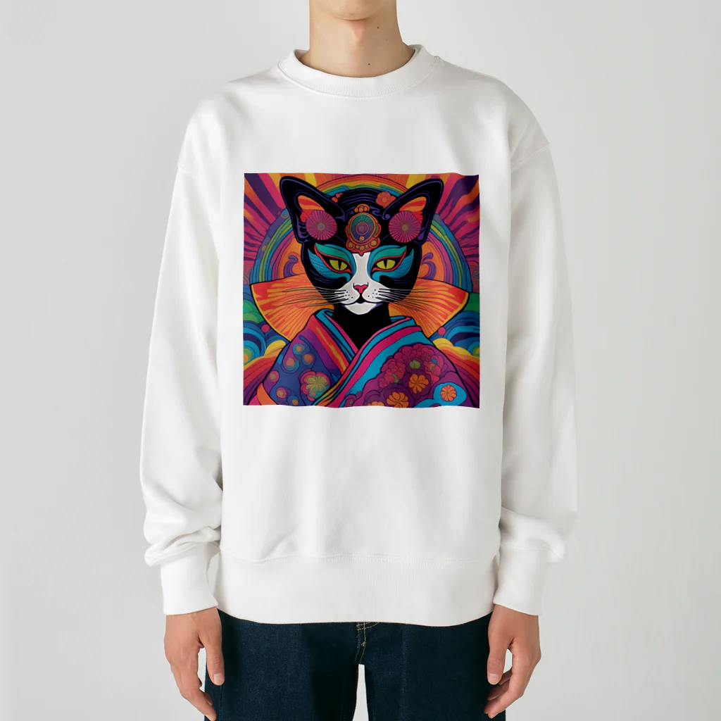 8890の芸者　黒猫 Heavyweight Crew Neck Sweatshirt