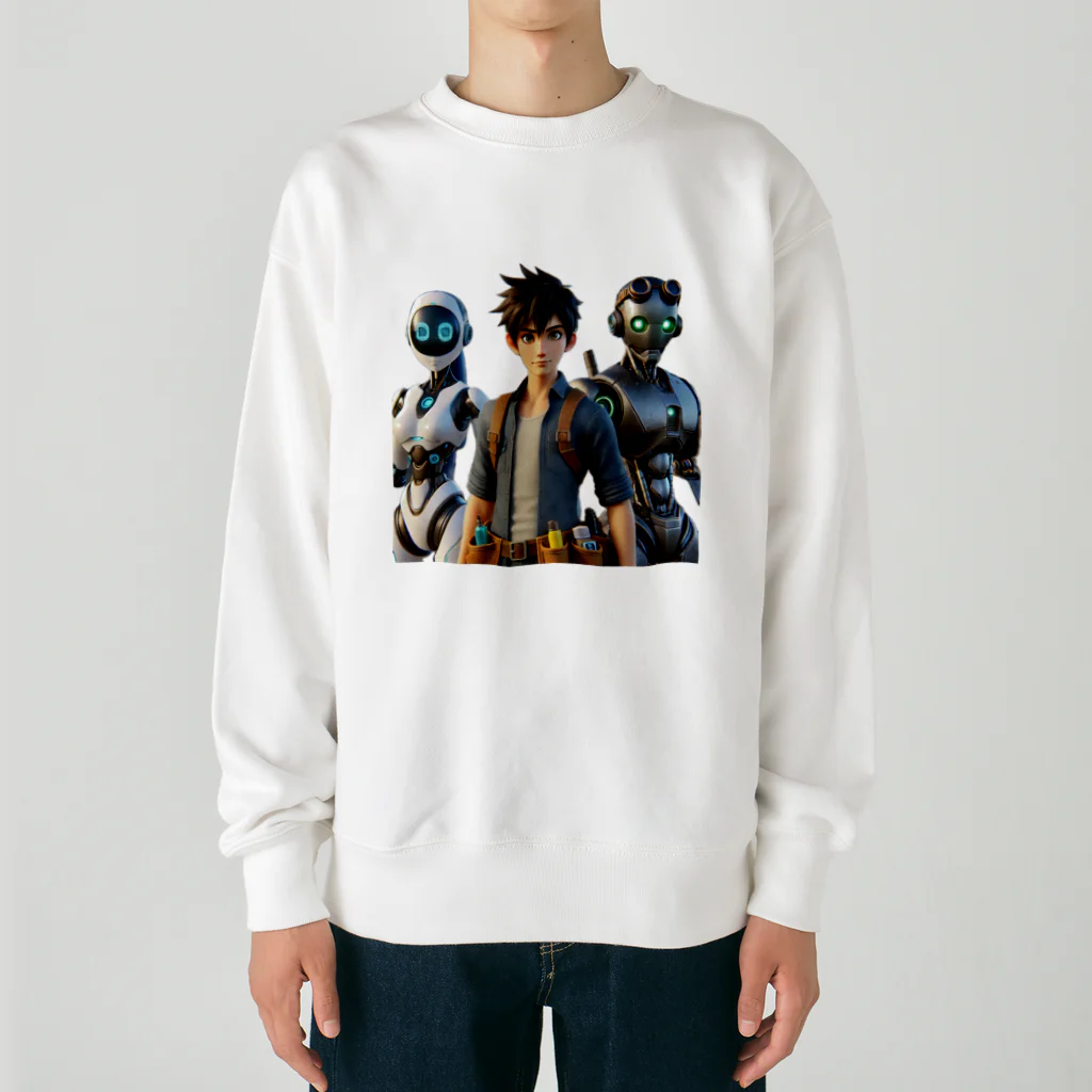 ETOWA_TOWAの未来都市のロボットたち Heavyweight Crew Neck Sweatshirt