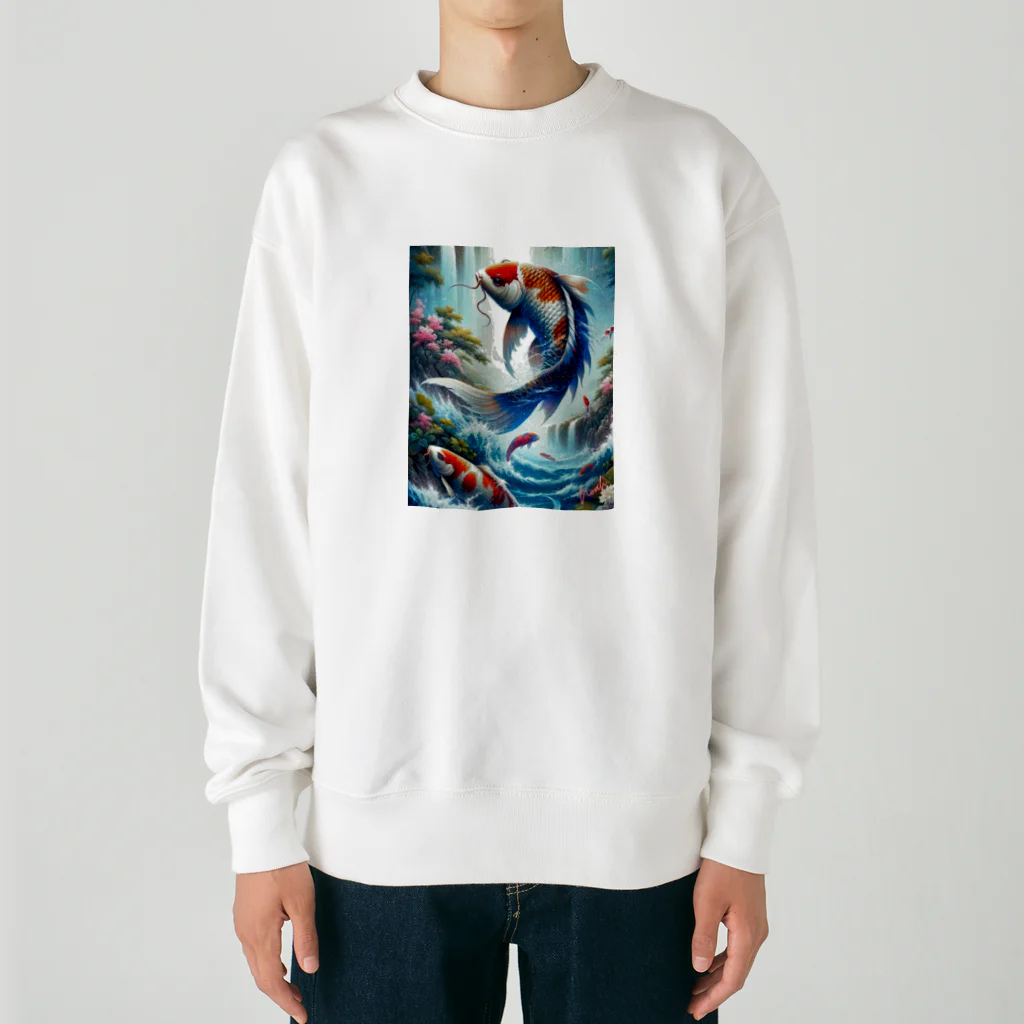 NaturalCanvasの鯉の滝登り Heavyweight Crew Neck Sweatshirt