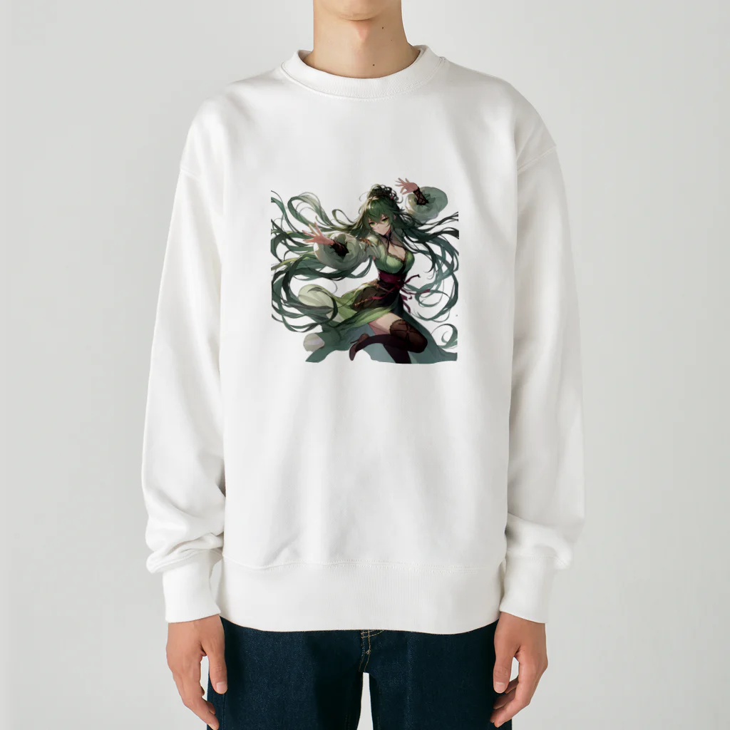 ryo-ishの碧の髪の少女 Heavyweight Crew Neck Sweatshirt