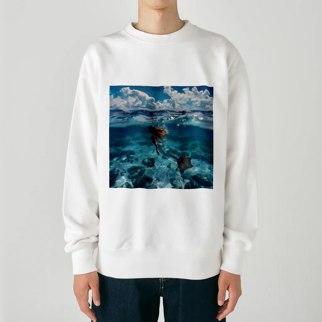 AQUAMETAVERSEのモルジブの大海原で人魚が泳いでいますsanae2074 Heavyweight Crew Neck Sweatshirt