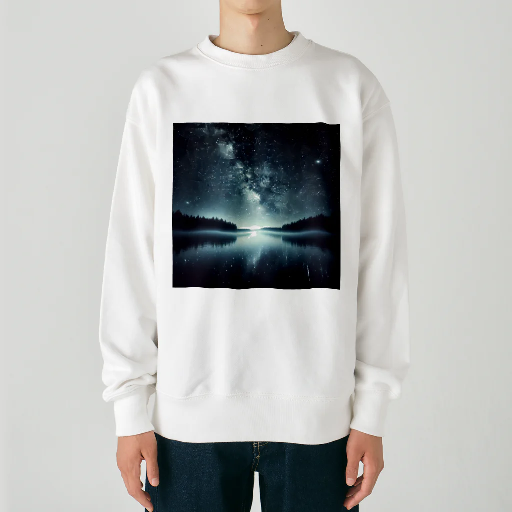 DQ9 TENSIの静かな湖に輝く星々が織りなす幻想的な光景 Heavyweight Crew Neck Sweatshirt