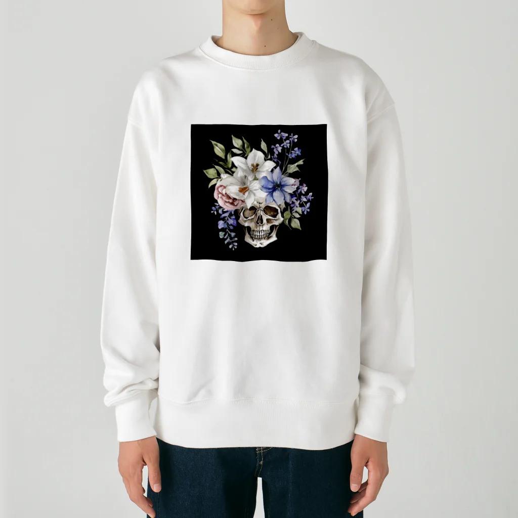 なかはらみくの骸骨と花束 Heavyweight Crew Neck Sweatshirt