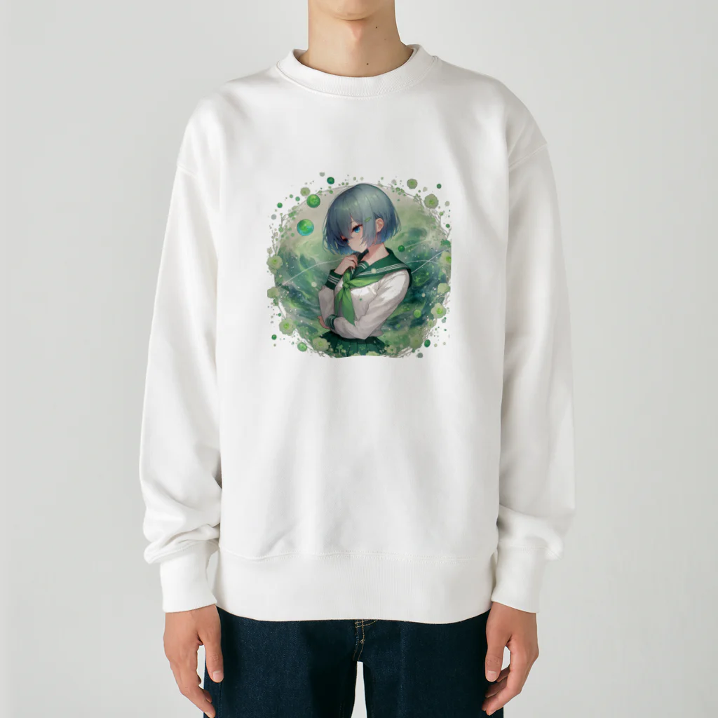 ゆめのかすずめの翠と緑 Heavyweight Crew Neck Sweatshirt