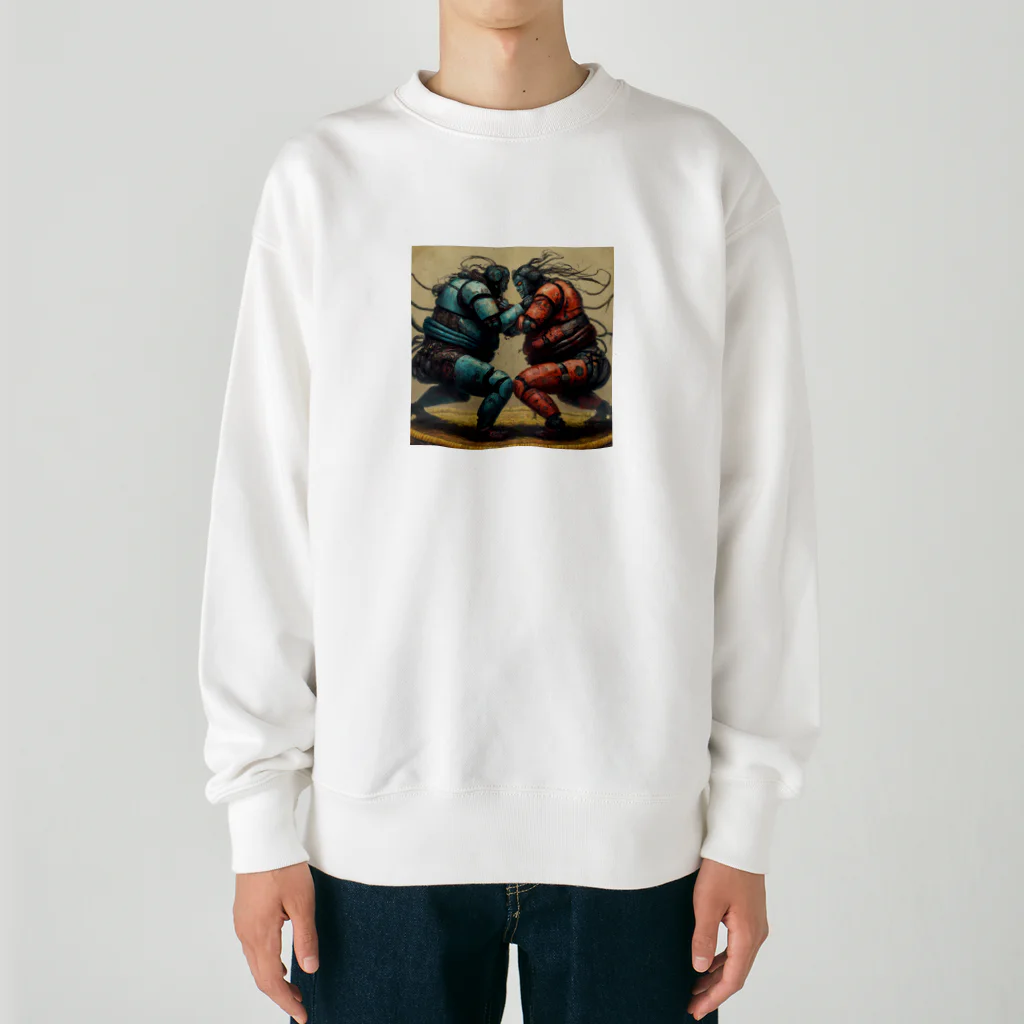 thedarkesthourの相撲をする人型ロボットたち Heavyweight Crew Neck Sweatshirt