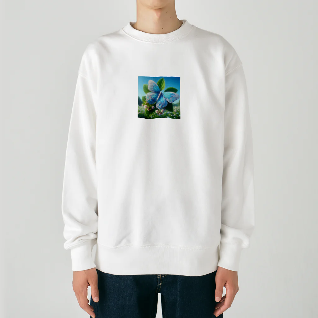 Chihiro0318の水色に舞う美しい蝶々 Heavyweight Crew Neck Sweatshirt