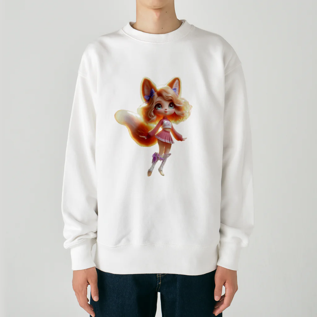 ゆうちゃんNFTいいねの耳長フェネックちゃん女の子バージョン Heavyweight Crew Neck Sweatshirt