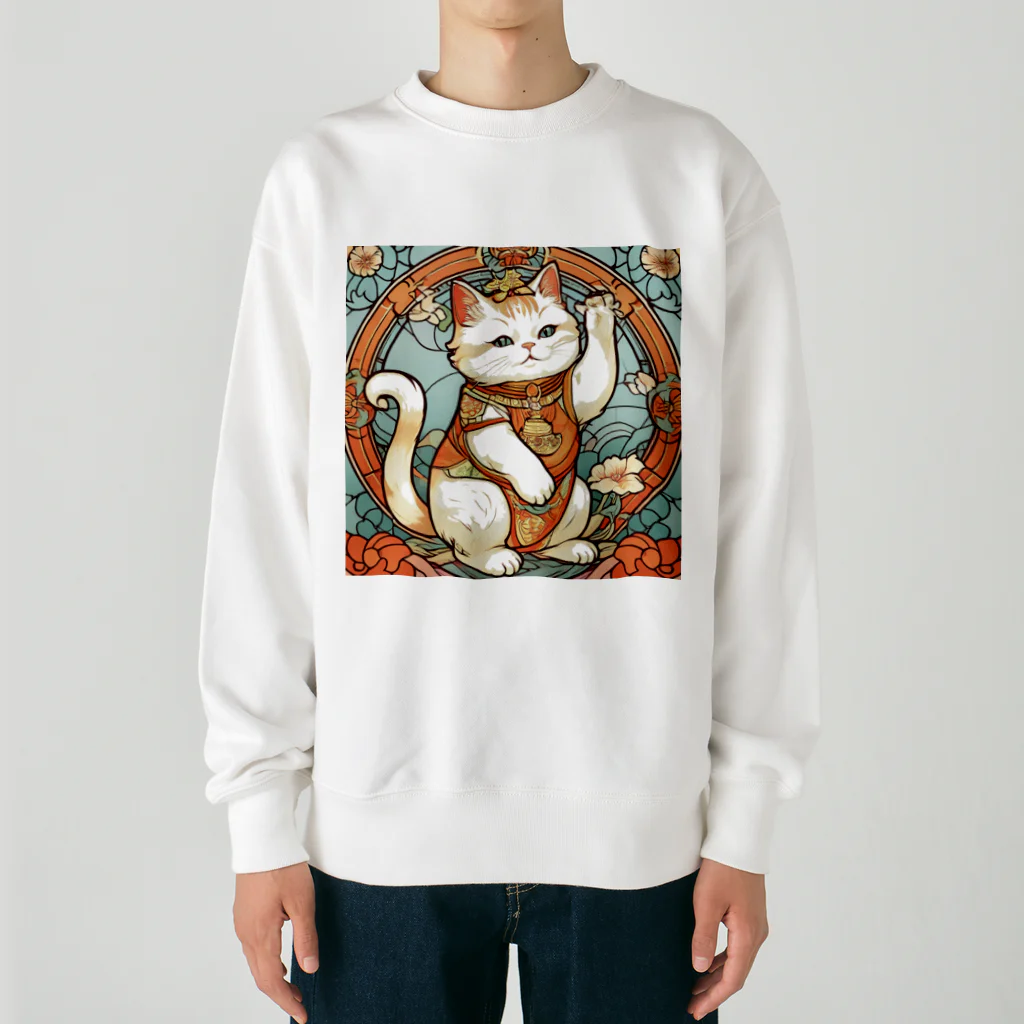 ゆまちゃんの開運雑貨屋さんの集客用子招き猫 Heavyweight Crew Neck Sweatshirt