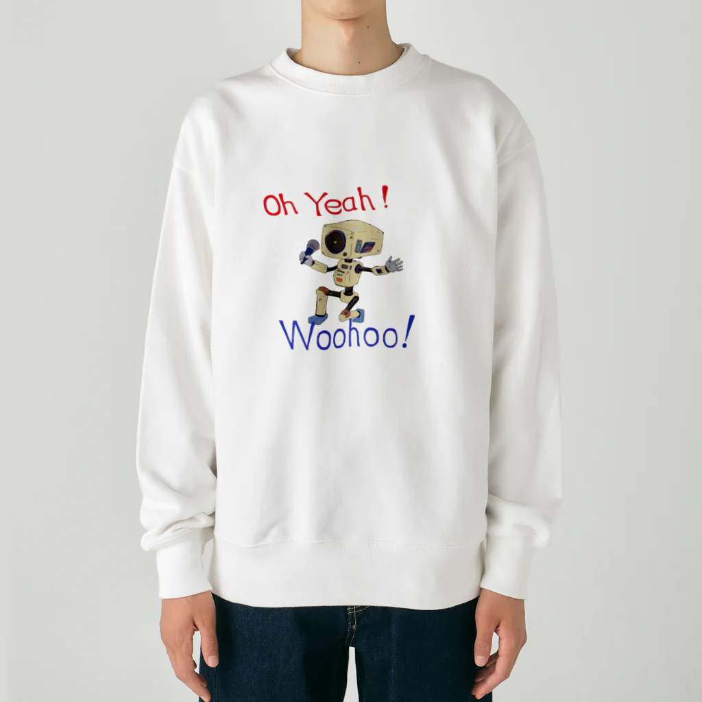 せつらデザイングッズの熱唱ロボ Heavyweight Crew Neck Sweatshirt
