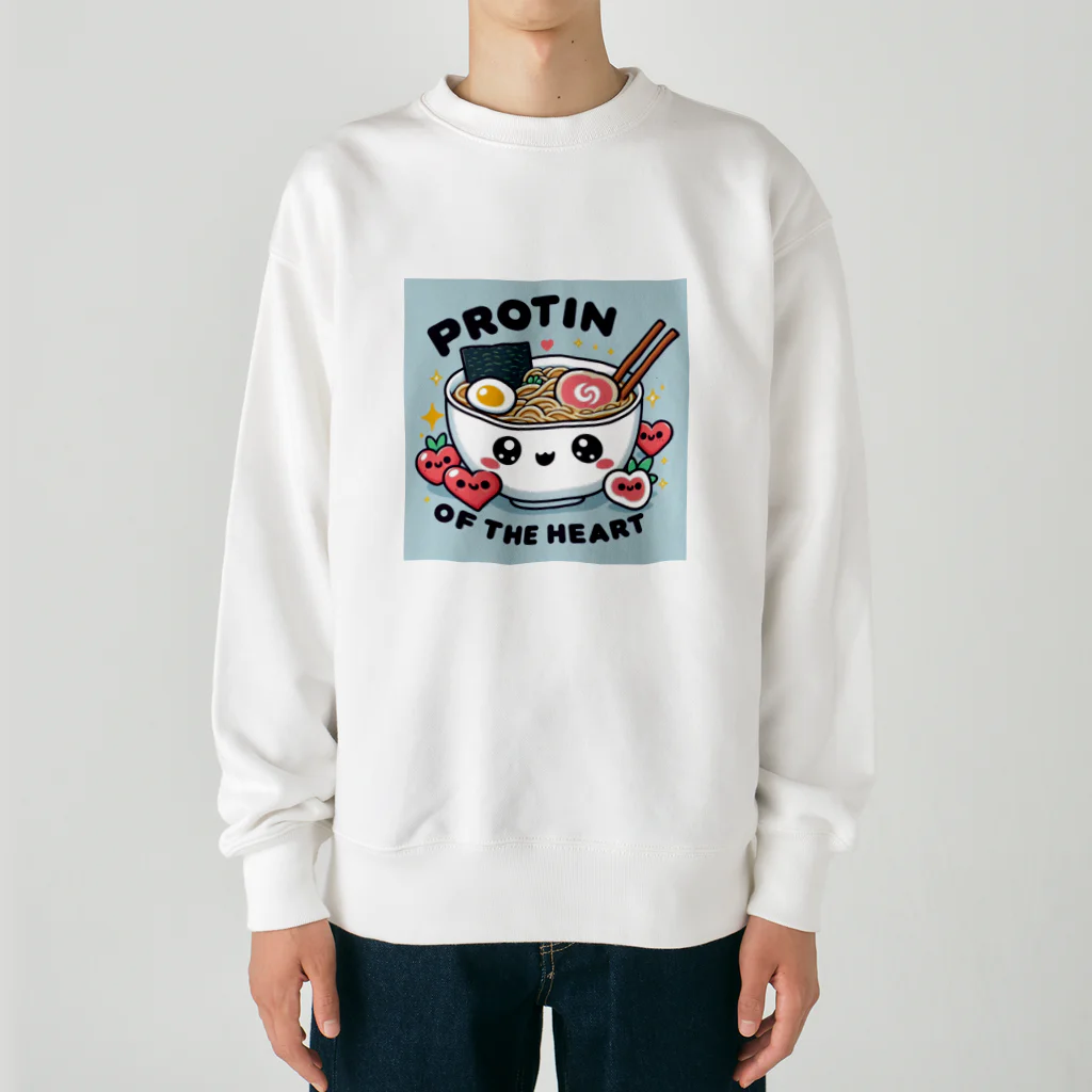 FOOD･Tのラーメンは心のプロテイン Heavyweight Crew Neck Sweatshirt