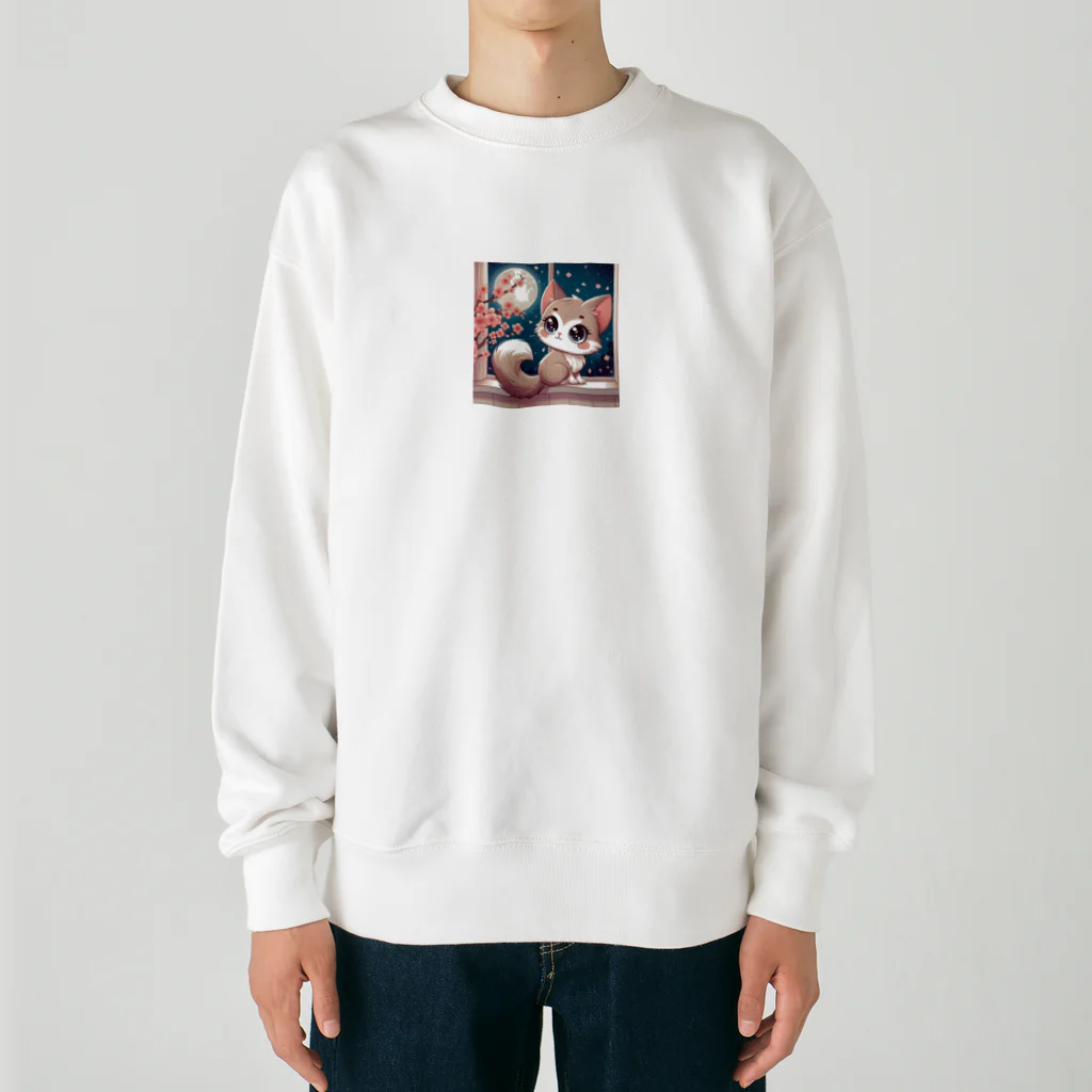 rinngの目が可愛い猫グッズ Heavyweight Crew Neck Sweatshirt