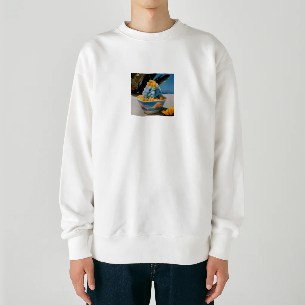 かるるんショップのかき氷シリーズ　ブルーハワイとマンゴー Heavyweight Crew Neck Sweatshirt