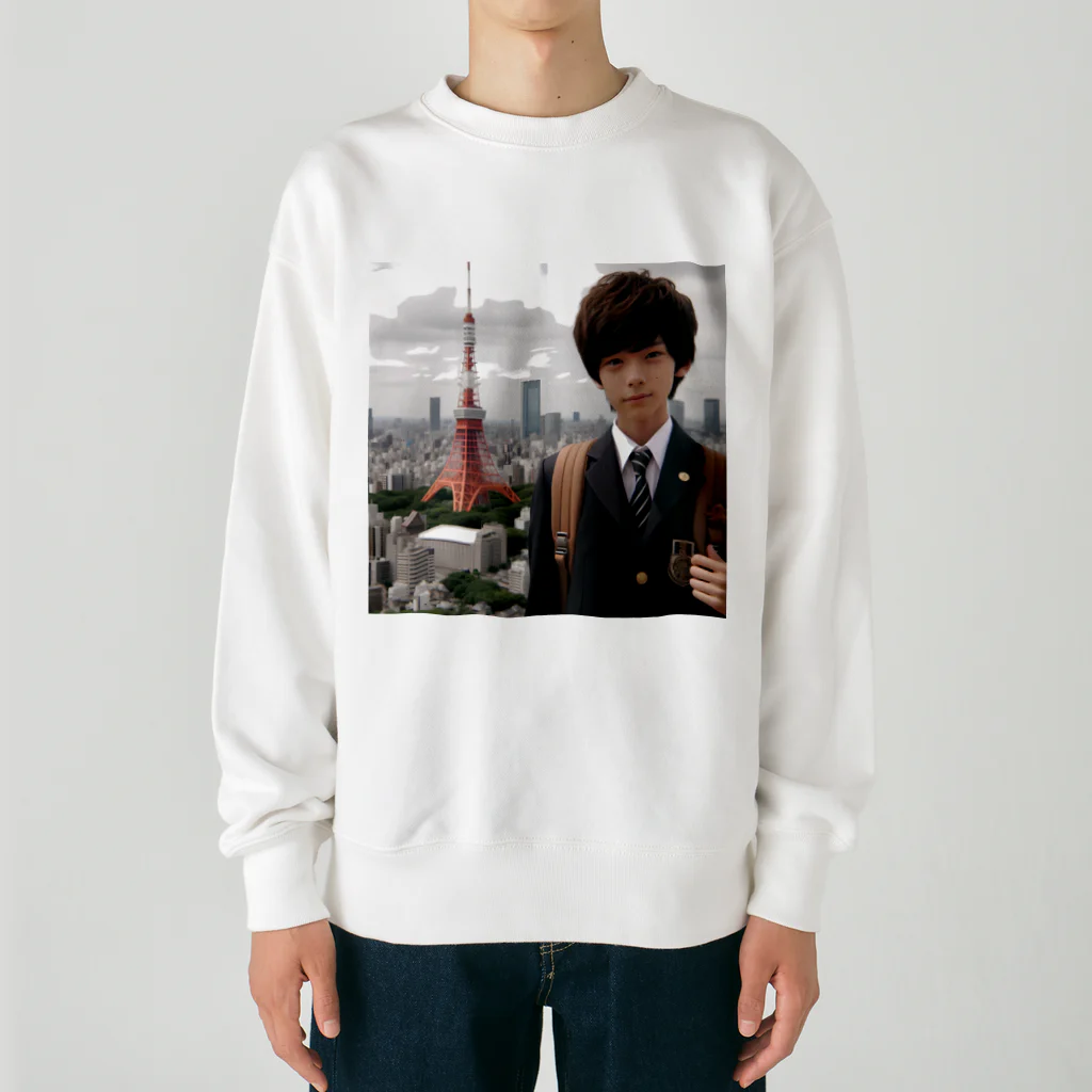 可愛い男の子イラスト販売所　By,keicyanの男の子　中学1年生　タワーバッグに Heavyweight Crew Neck Sweatshirt