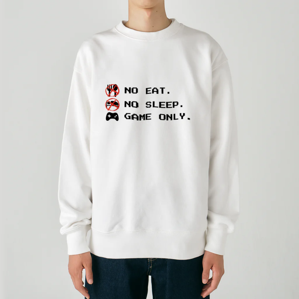 GAME ITEM SHOPのno eat,no sleep,game only Heavyweight Crew Neck Sweatshirt