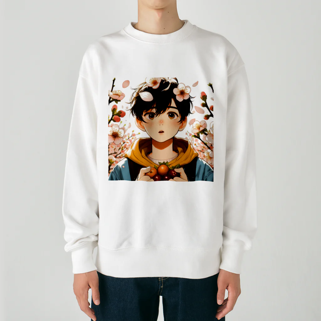 可愛い男の子イラスト販売所　By,keicyanの男の子　中学1年生　春 Heavyweight Crew Neck Sweatshirt