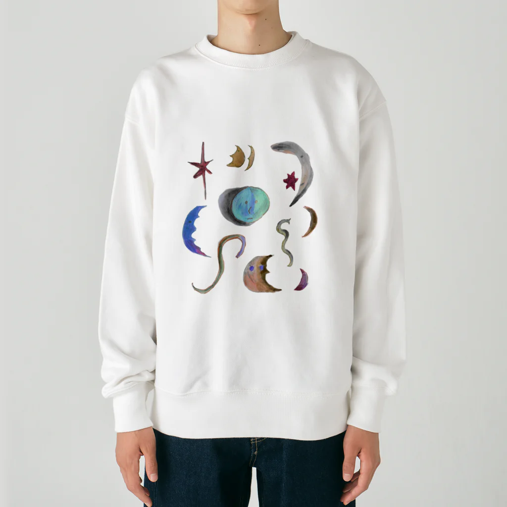 きたのかんむりの水彩どろーいんぐ：月 Heavyweight Crew Neck Sweatshirt