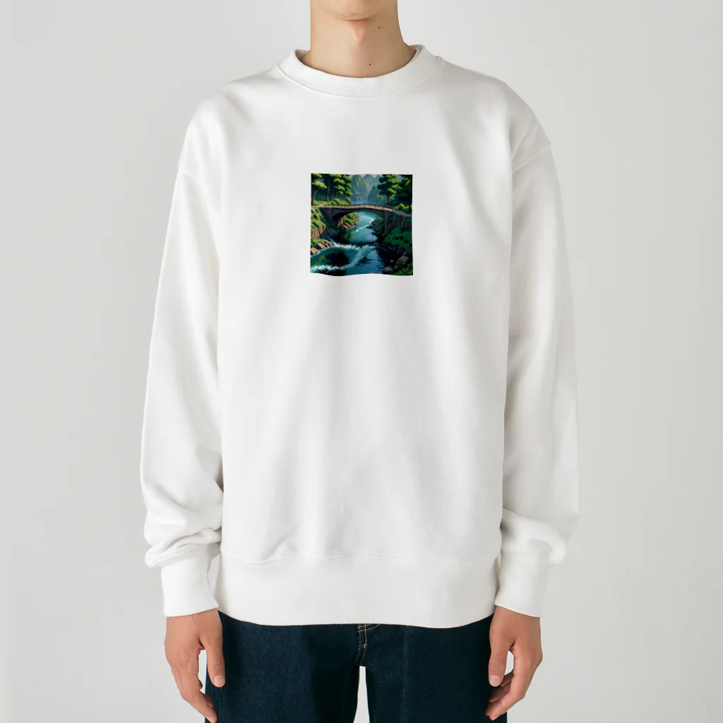 enodeaouの川の水と橋 Heavyweight Crew Neck Sweatshirt