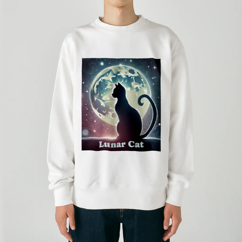 MystiCatの幻想的な猫のシルエット Heavyweight Crew Neck Sweatshirt