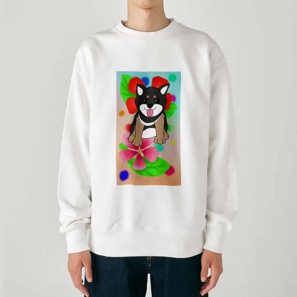 Lily bird（リリーバード）の花と黒柴ちゃんⅡ Heavyweight Crew Neck Sweatshirt