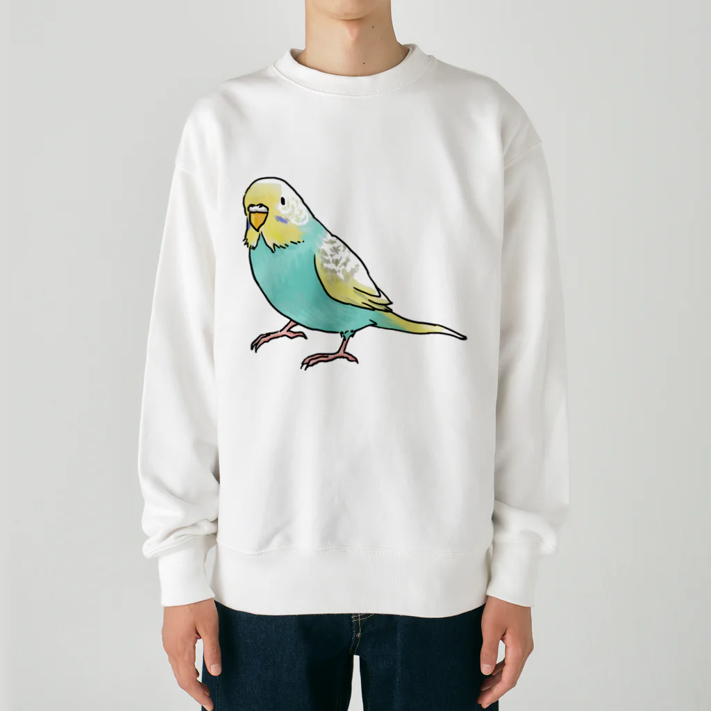 まめるりはことりのごきげんセキセイインコ【まめるりはことり】 Heavyweight Crew Neck Sweatshirt