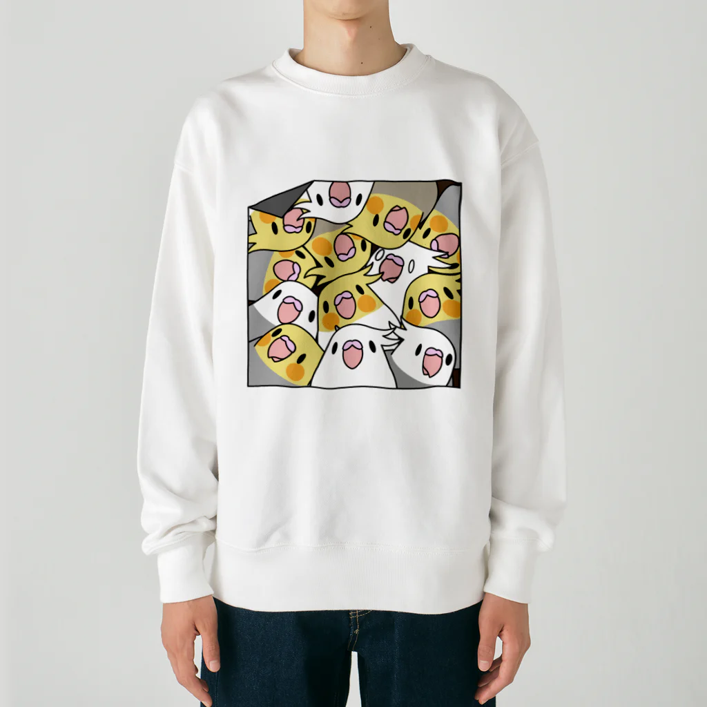 まめるりはことりの三密です！むちむちオカメインコさん【まめるりはことり】 Heavyweight Crew Neck Sweatshirt