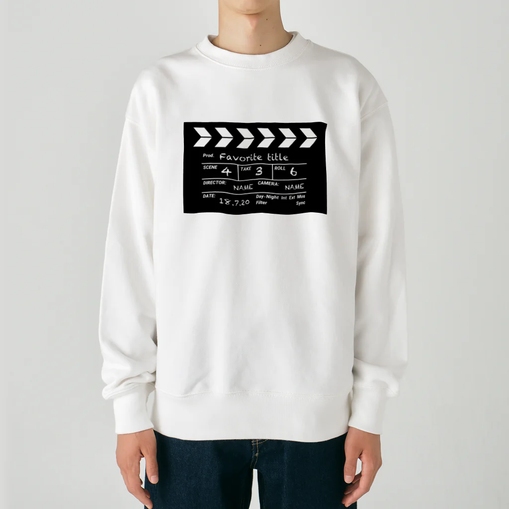 なでしこ@デザインの映画撮影 カチンコ Heavyweight Crew Neck Sweatshirt