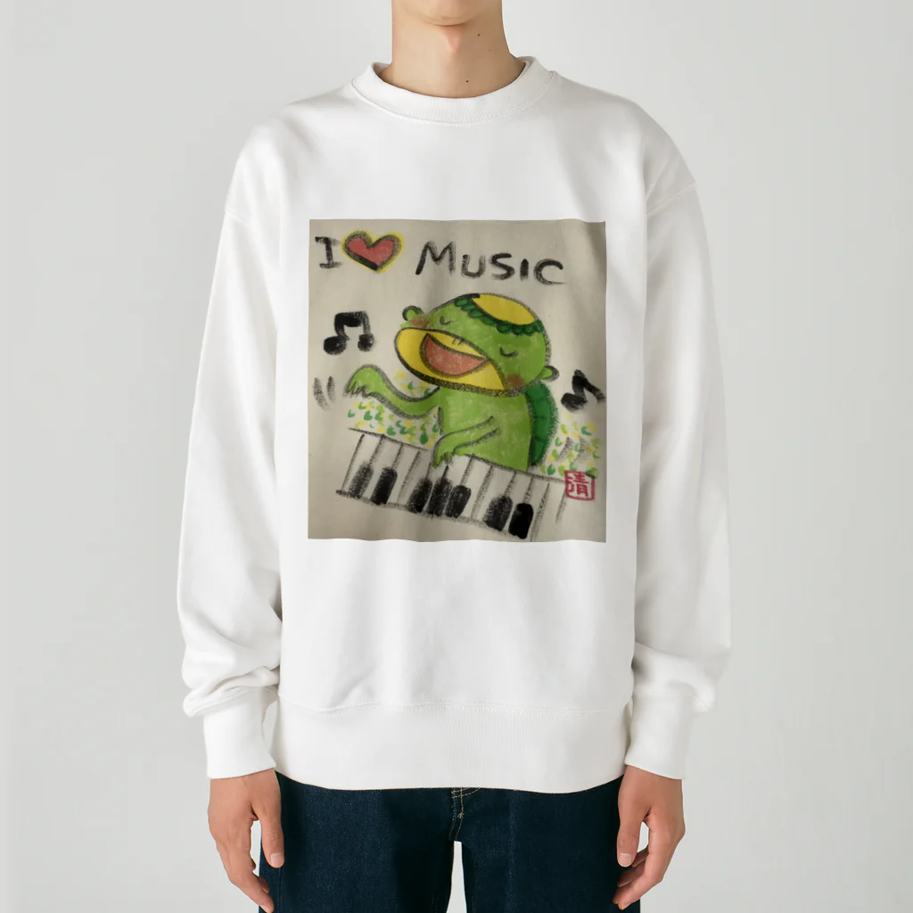 KIYOKA88WONDERLANDのピアノかっぱくん Piano Kappa-kun Heavyweight Crew Neck Sweatshirt