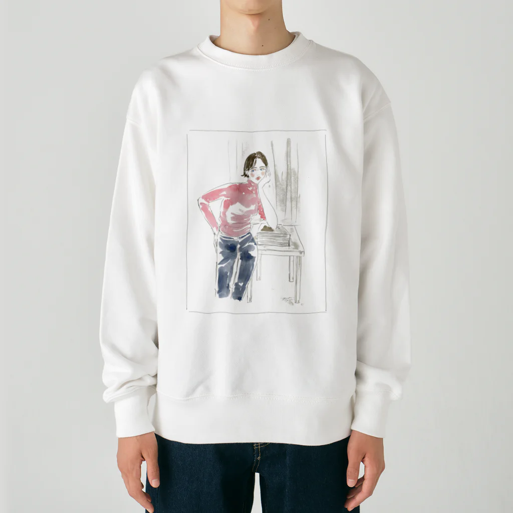 Yuriko OyamaのPink Knit woman Heavyweight Crew Neck Sweatshirt