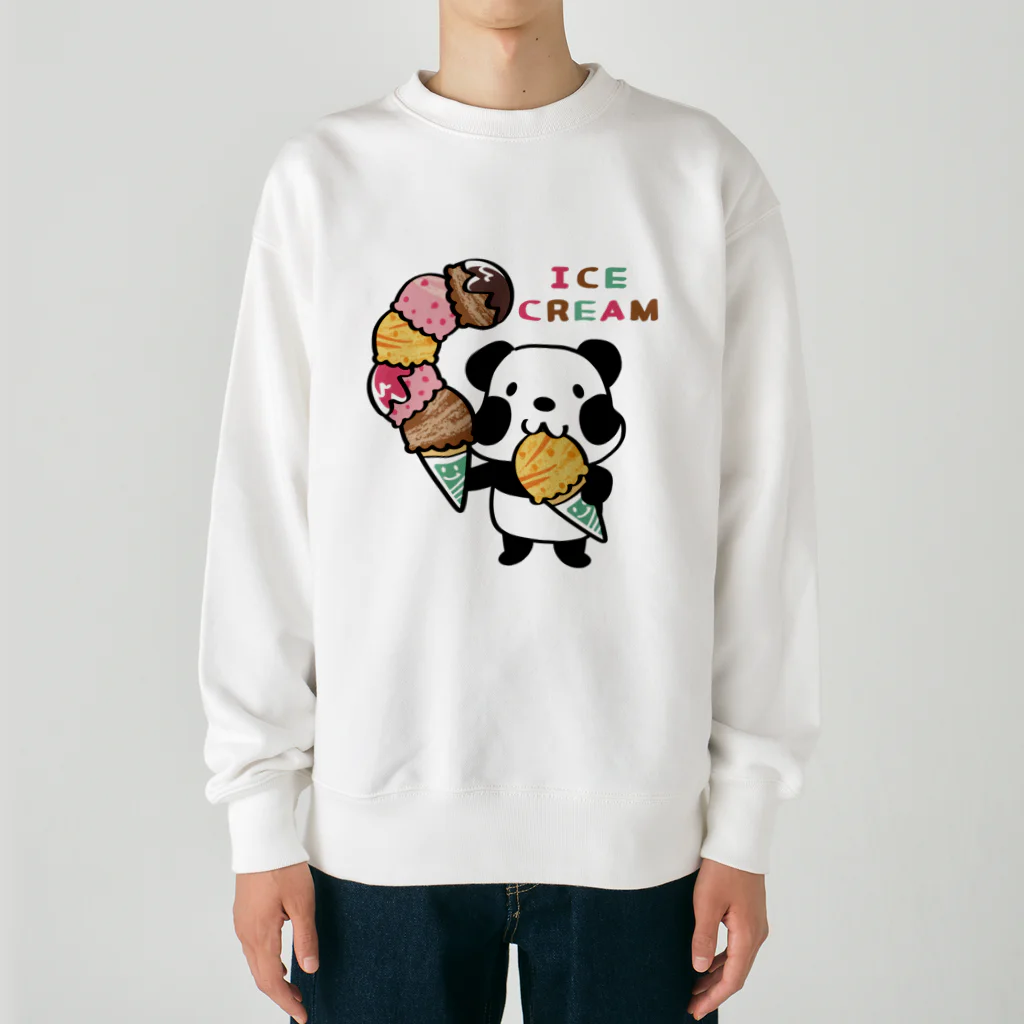 イラスト MONYAAT のCT54ズレぱんだちゃん　アイスを食べよう_bs Heavyweight Crew Neck Sweatshirt