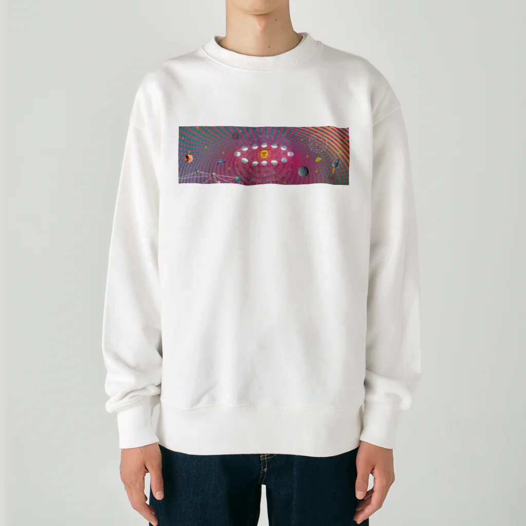 NAZONAZO-Storeのレトロ・ユニバースIIグラス（全面）1 Heavyweight Crew Neck Sweatshirt