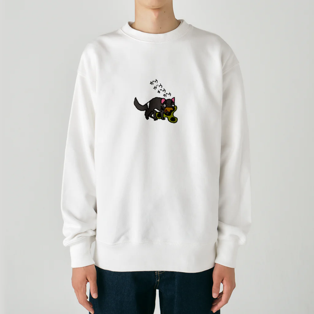 完熟トマト新聞のタスマニアデビルは死んだものを食べる Heavyweight Crew Neck Sweatshirt