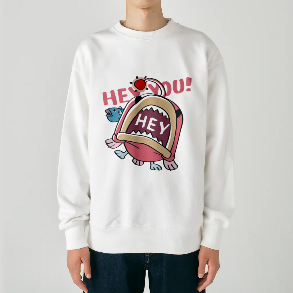 イラスト MONYAAT のHEY YOU!*釣れたかもA* Heavyweight Crew Neck Sweatshirt