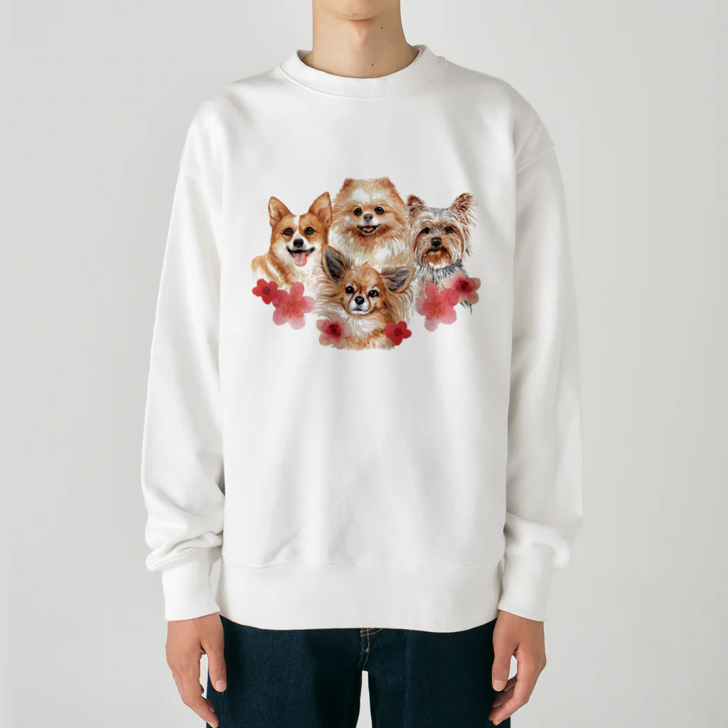 SANKAKU DESIGN STOREのお花の似合う小さい犬たち。 Heavyweight Crew Neck Sweatshirt