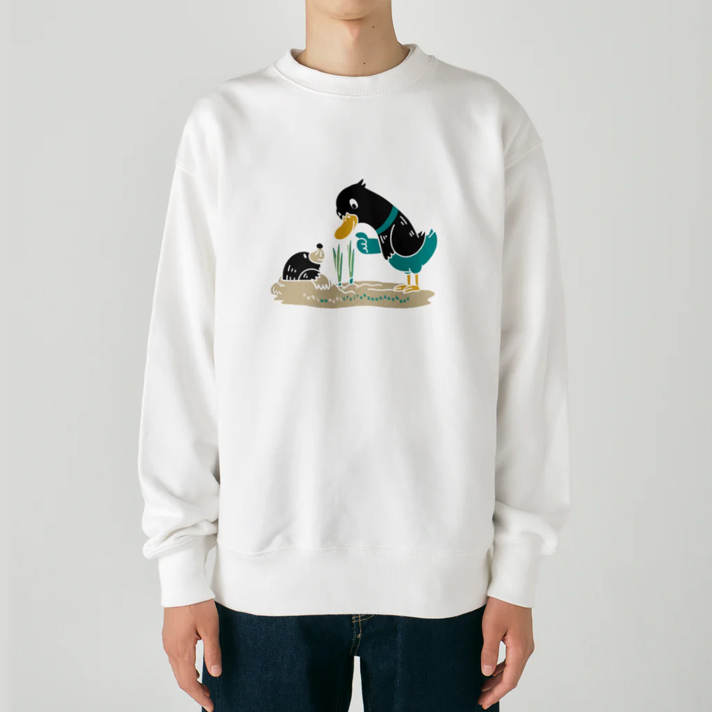 イラスト MONYAAT のねぎってる鴨カモ BM 白フチなし  Heavyweight Crew Neck Sweatshirt