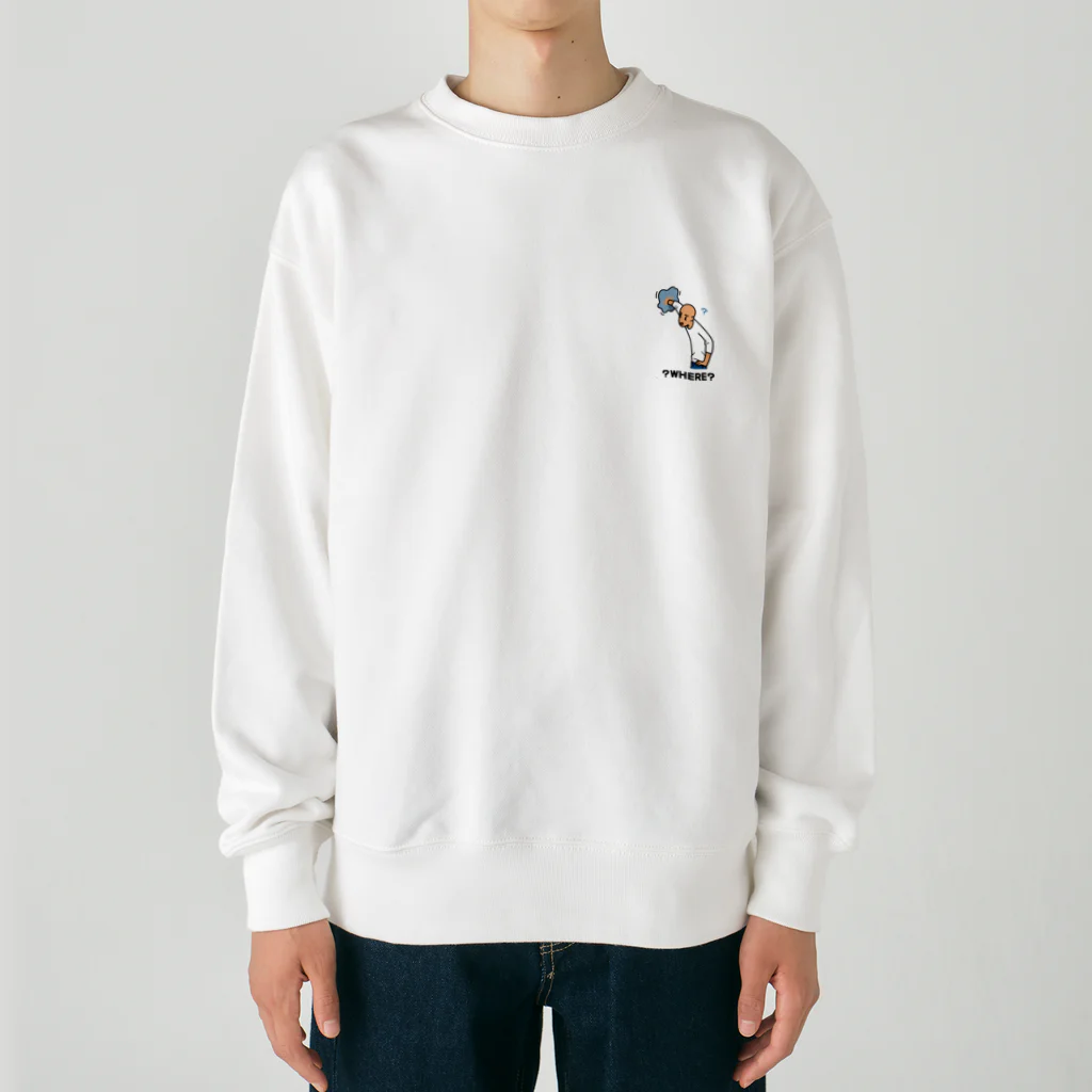 38　サンパチのどこメガネTシャツシリーズ　ブルー Heavyweight Crew Neck Sweatshirt