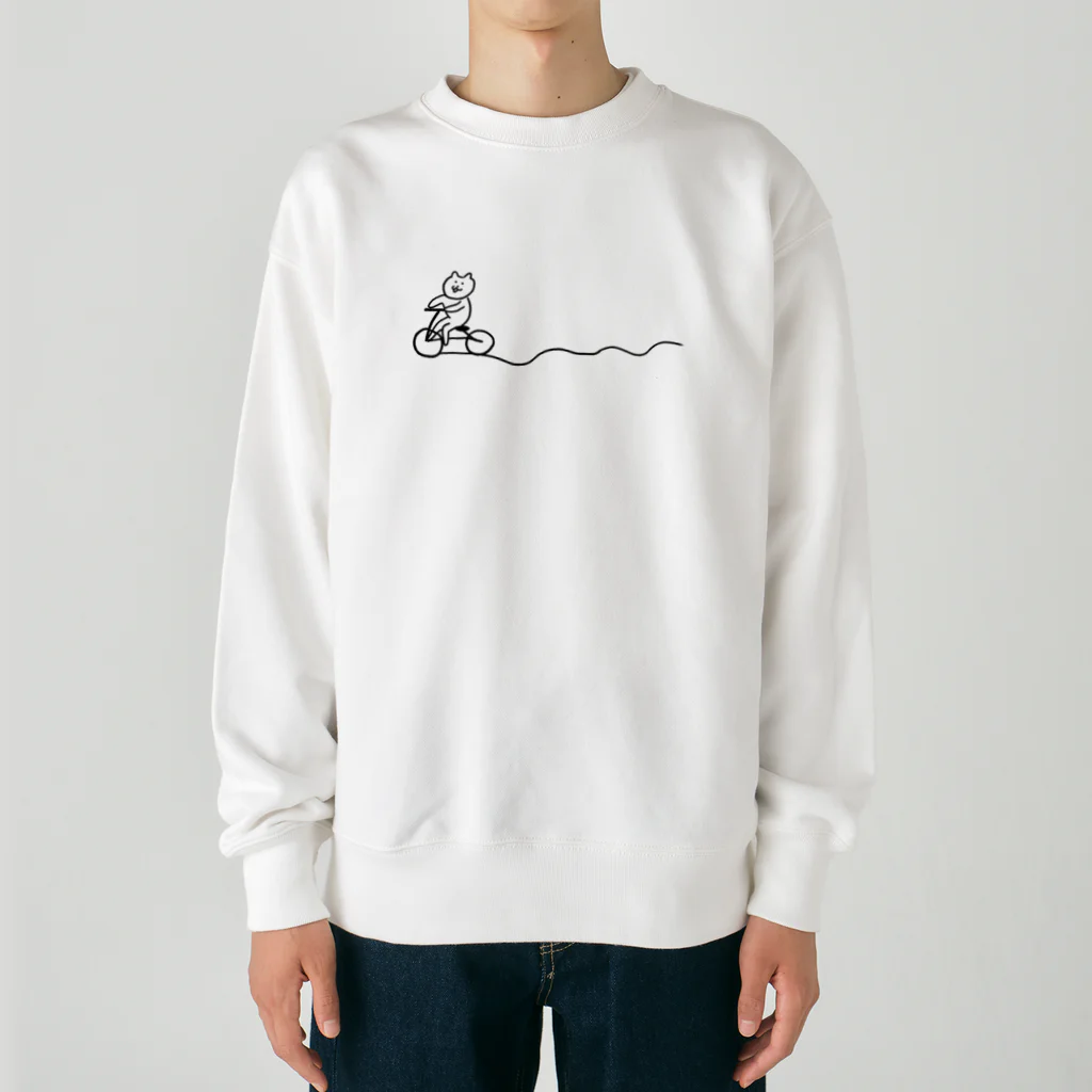 けちゃっぷごはんのお店の自転車ねこ（スイスイバージョン） Heavyweight Crew Neck Sweatshirt