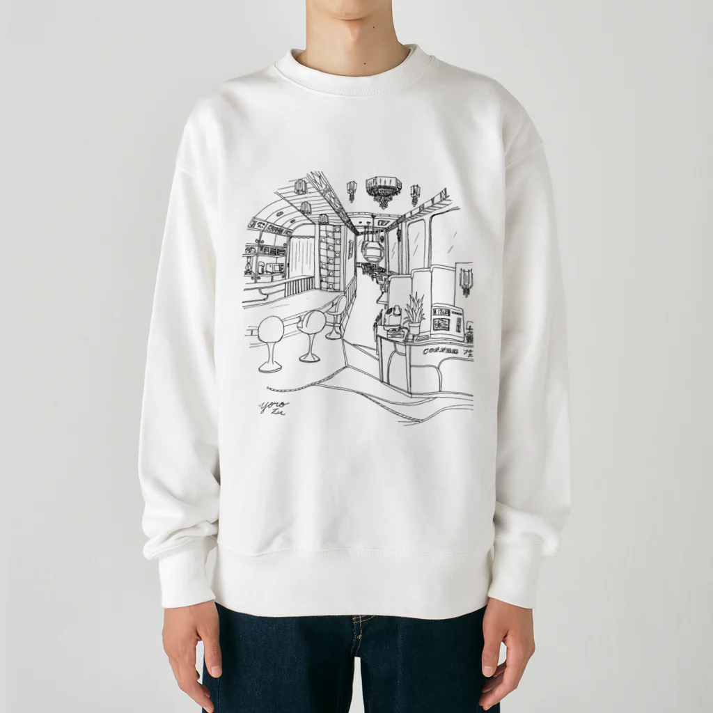 気ままに創作　よろず堂のレトロ純喫茶　黒 Heavyweight Crew Neck Sweatshirt